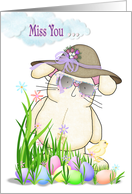 Easter-Miss You bunny with colored eggs card