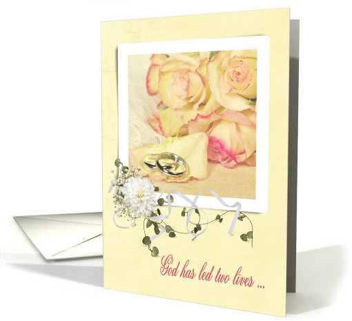 wedding for sister-rose bouquet with silver rings card (908788)