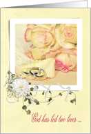 wedding for sister-rose bouquet with silver rings card