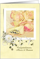 Wedding Congratulations for newlyweds with roses and rings card