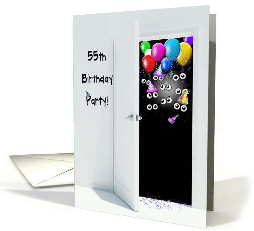 55th Surprise Birthday Party invitation with balloons card (915780)