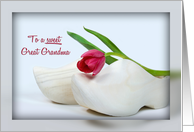 Tulip on wooden shoes for Great Grandma’s 80th birthday card