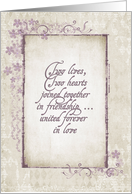 Vintage floral wedding frame with verse for sister card