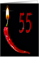 Flaming red pepper for 55th Birthday card