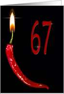 Flaming red pepper for 67th Birthday card