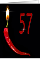 Flaming red pepper for 57th Birthday card