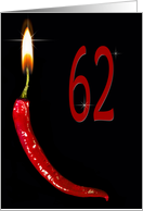 Flaming red pepper for 62nd Birthday card