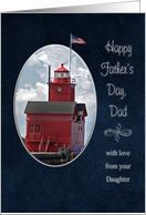 Father’s Day with red lighthouse from Daughter card
