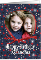 Birthday photo card with stars on denim for Grandma card