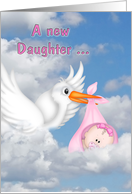 congratulation on birth of baby daughter with stork card