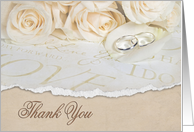 thank you for wedding gift with roses and rings card