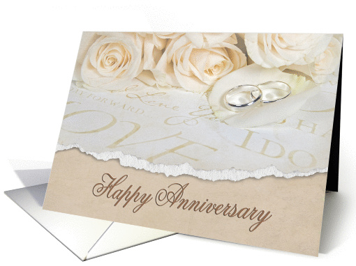 wedding anniversary for grandparents with roses and rings card