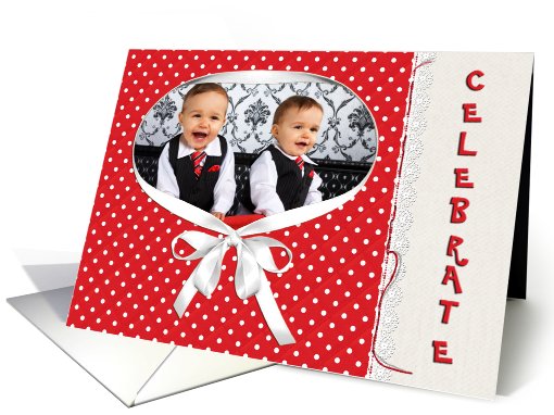 birthday photo card with ribbon frame card (952371)