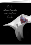 loss of grandpa sympathy with butterfly on calla lily card
