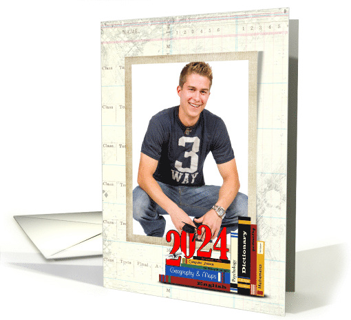 2024 Graduation Photo Card Invitation with Retro Report... (990147)