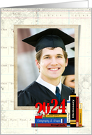 Sons’ Graduation 2024 Photo Card Announcement with Retro Report Card