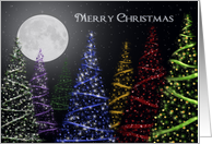 Merry Christmas for pastor with sparkling Christmas trees card