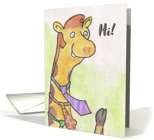 Hi There with Giraffe Wearing Ties Blank Inside card (197783)