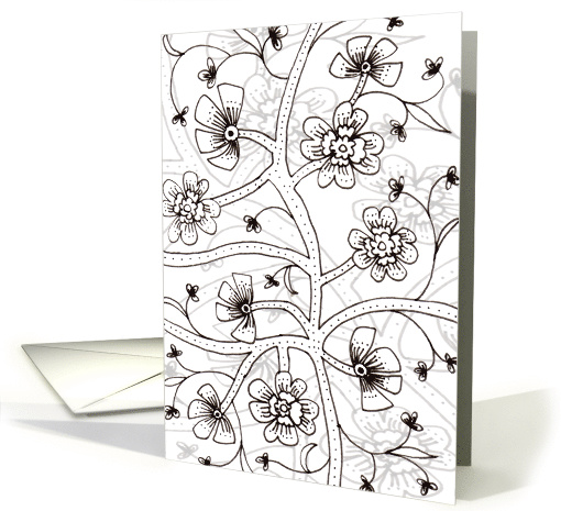 Batik Floral card (238204)
