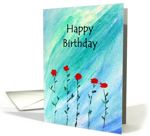 Birthday -Watercolor flowers-With Words card (177019)