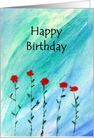 Birthday -Watercolor flowers-With Words card