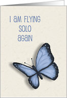 Relationship Breakup Flying Solo Again with Blue Butterflies card