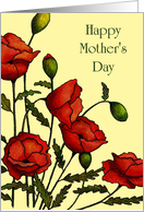 Happy Mother’s Day: General: Red Poppies on Yellow: Art card