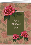 Happy Mother’s Day: General: Pink Roses With Green and Beige card