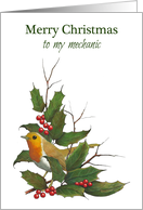 Merry Christmas To My Mechanic: Holly, English Robin, Original Art card
