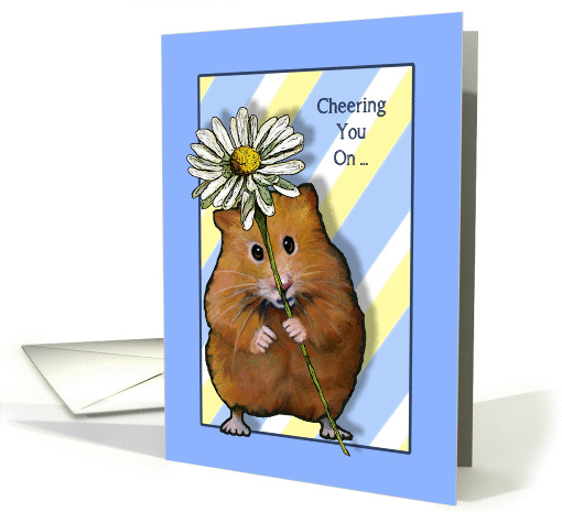 Cheering You On As You Fight Cancer, Hamster with Daisy Flower card