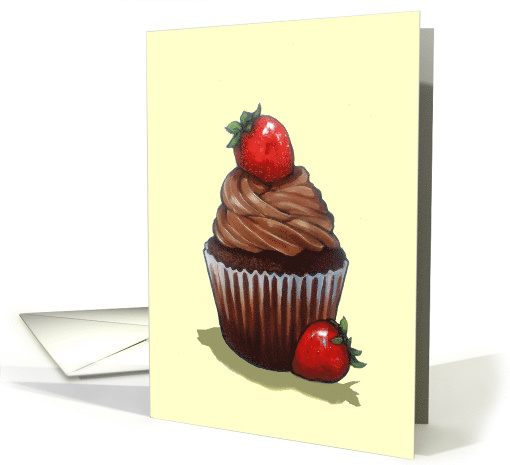 Any Occasion Blank Inside with Chocolate Cupcake and Strawberries card