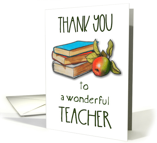 Thank You To A Wonderful Teacher, Artwork of Books And Apple card