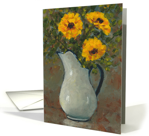 Yellow Gerbera Daisies, Enamel Pitcher, Painting, Blank,... (1579052)