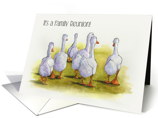 Family Reunion, Gaggle of Geese Walking, Watercolor Art,... (1583892)