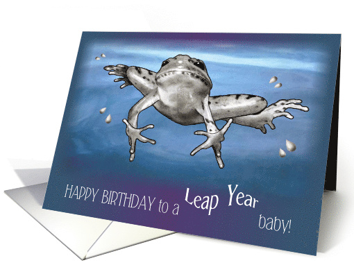 Leap Year Birthday, Leaping Frog, Humor, Leap Year Baby, Feb. 29 card