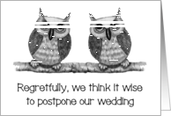 Coronavirus, Change of Plans, Wise Owl Couple, Wedding Postponement card