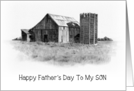 Happy Father’s Day to my SON, Wooden Barn, Silo, Country Scene card