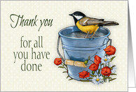 Thank You For All You Have Done Bird Poppies Daisies card