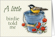 Congratulations on Promotion, Bird on Pail, Poppies and Daisies card