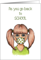 Coronavirus, Back To School Girl With Polka-Dotted Mask and Pigtails card