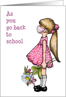 Coronavirus, Back To School Girl With Polka Dotted Mask and Pigtails card
