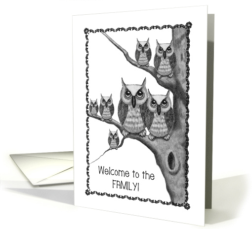 Welcome To The Family Blended Family Owls In A Tree Step-Children card