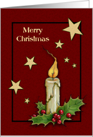 Merry Christmas General Illustration of Flaming Candle Stars Holly card