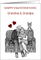 Happy Valentine’s Day to Grandma and Grandpa Older Couple Snuggling card