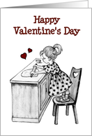 Happy Valentine’s Day Little Girl Making a Pie General Valentine card
