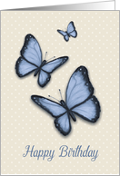 Happy Birthday Religious Message with Blue Butterflies on Tiny Dots card