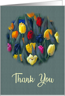 General Thank You with Circle of Tulips Floral Painting Thanks card