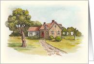 Any Occasion Blank Inside Watercolor Painting of Country Cottage card