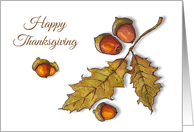 Happy Thanksgiving Religious Verse with Acorns and Oak Leaves card