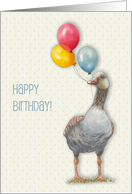 Happy Birthday General with Goose Holding Balloons Tiny Dots card